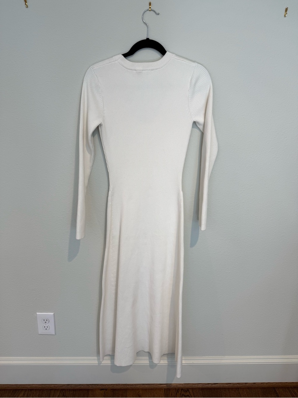 Cream Ribbed Button-Front Midi Dress - Picture 3 of 3